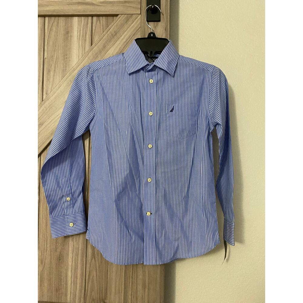 NWT Nautica boys, 10 regular long sleeve, striped button-down